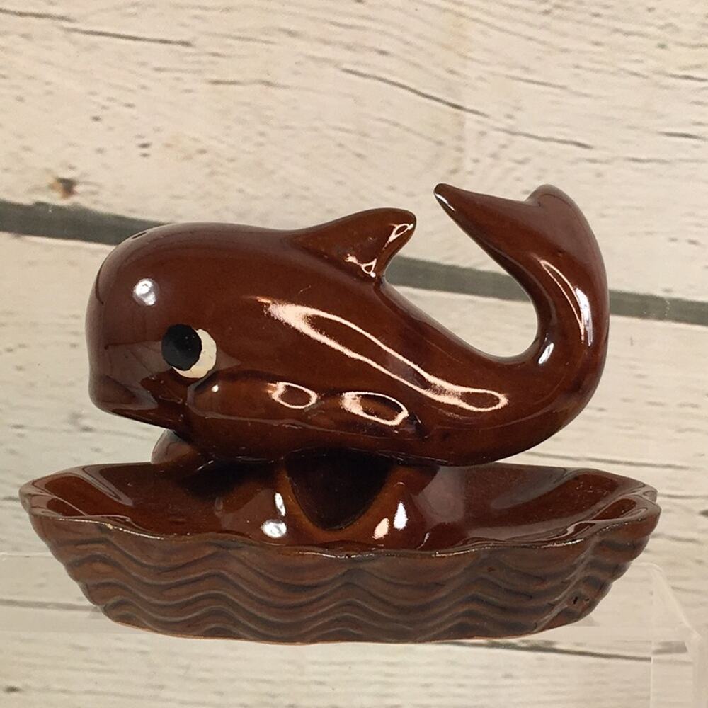 Vintage Novelty Whale Ashtray with Smoking Blowhole Incense Burner Scrubby Hold